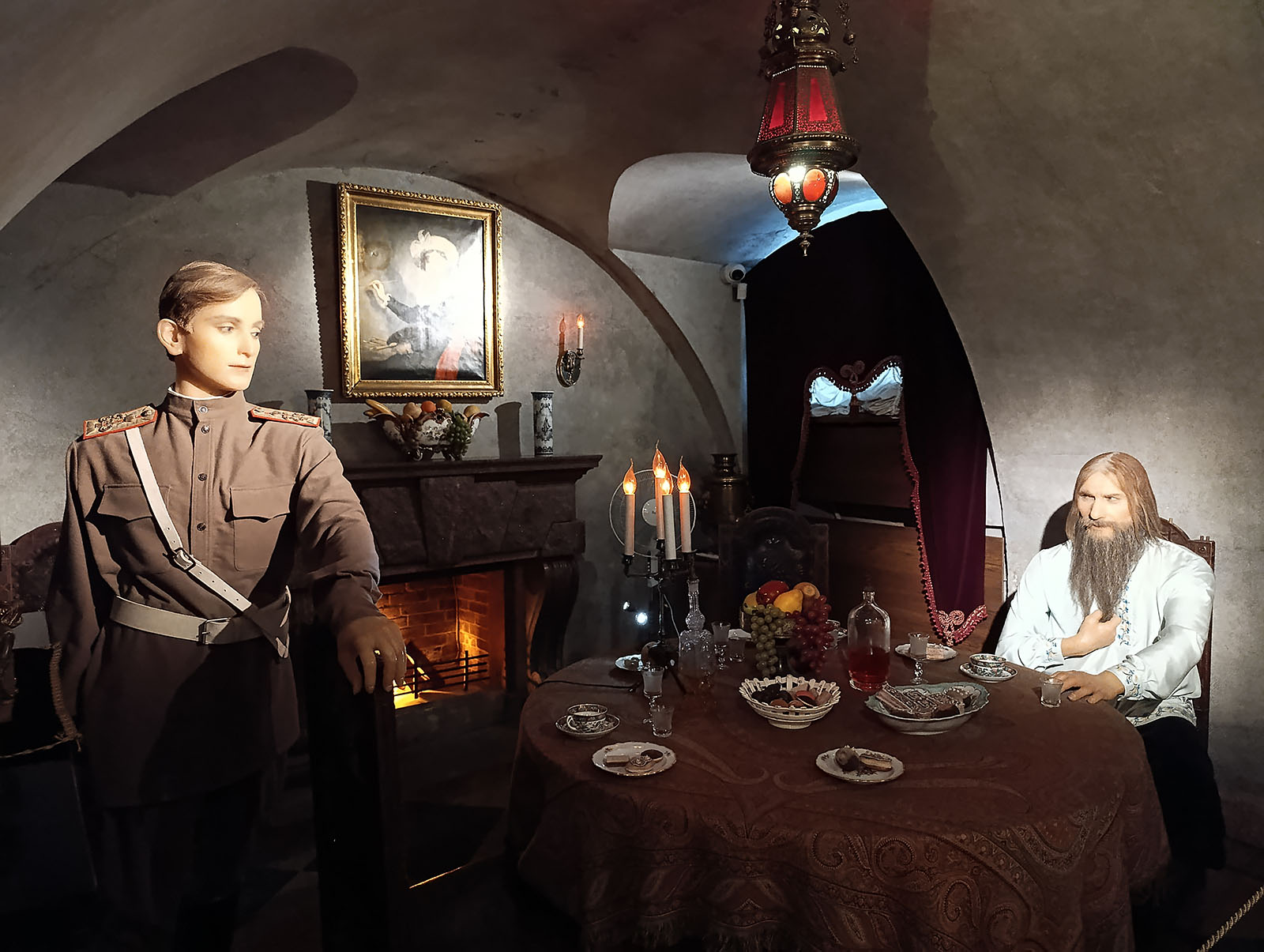 Экспозиция в подвале Юсуповского дворца на мойке посвященная убийству Распутина