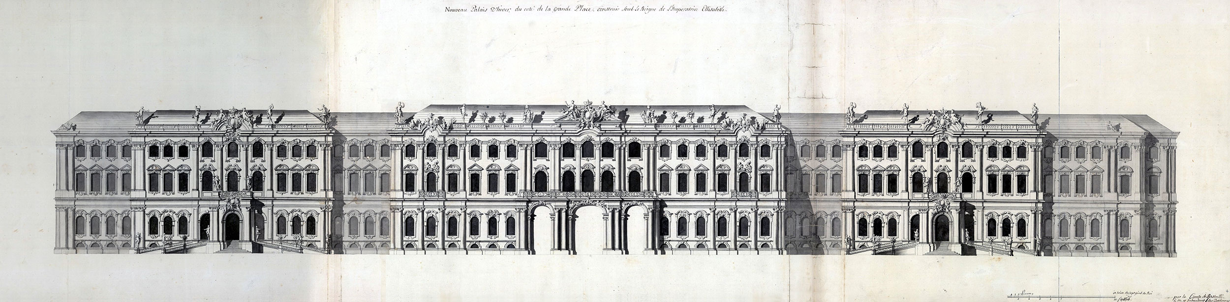 Авторский проект фасада Зимнего дворца Эрмитажа (1754-1762). Растрелли, Бартоломео Франческо