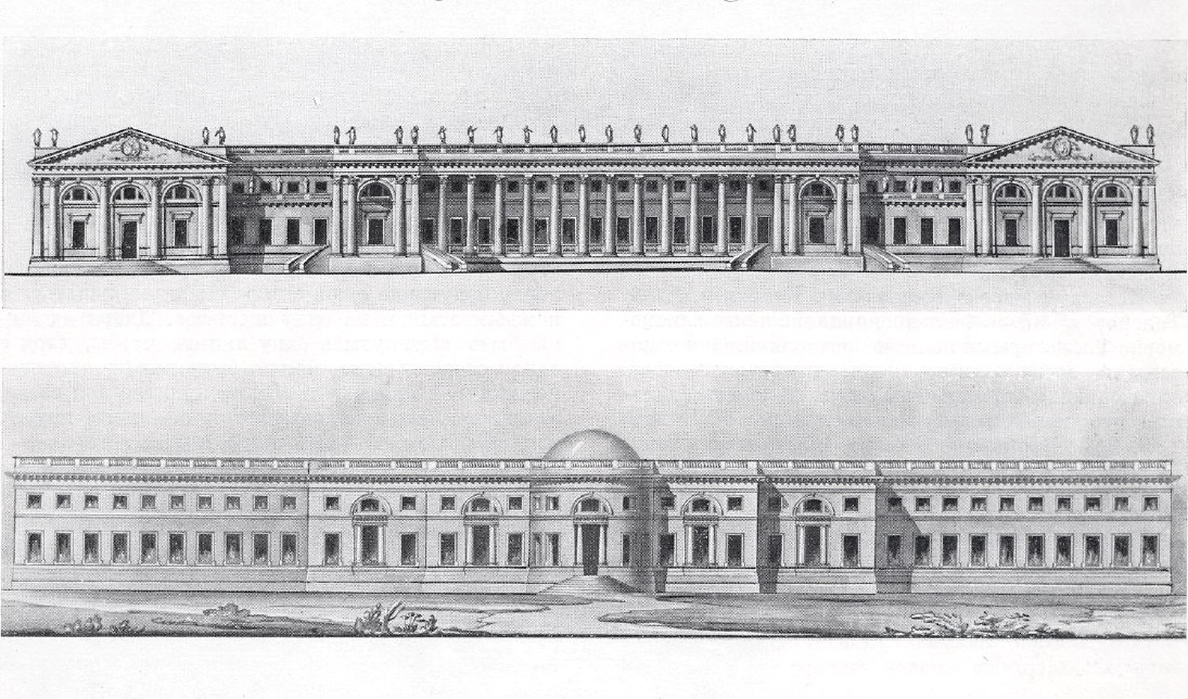 Главный и задний фасад Александровского дворца, проект Дж.Кваренги, 1792 г.