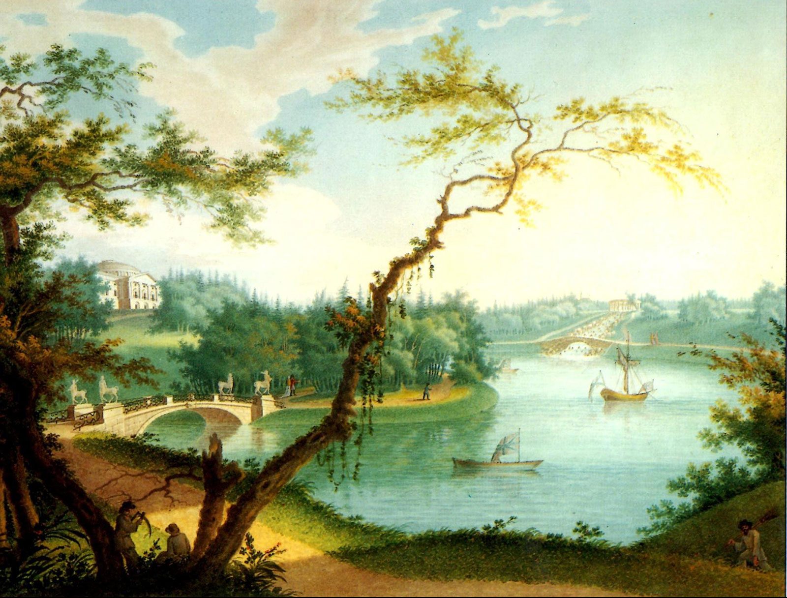 Долина реки Славянка в павловском парке, картина А.Бугреев, 1803г.