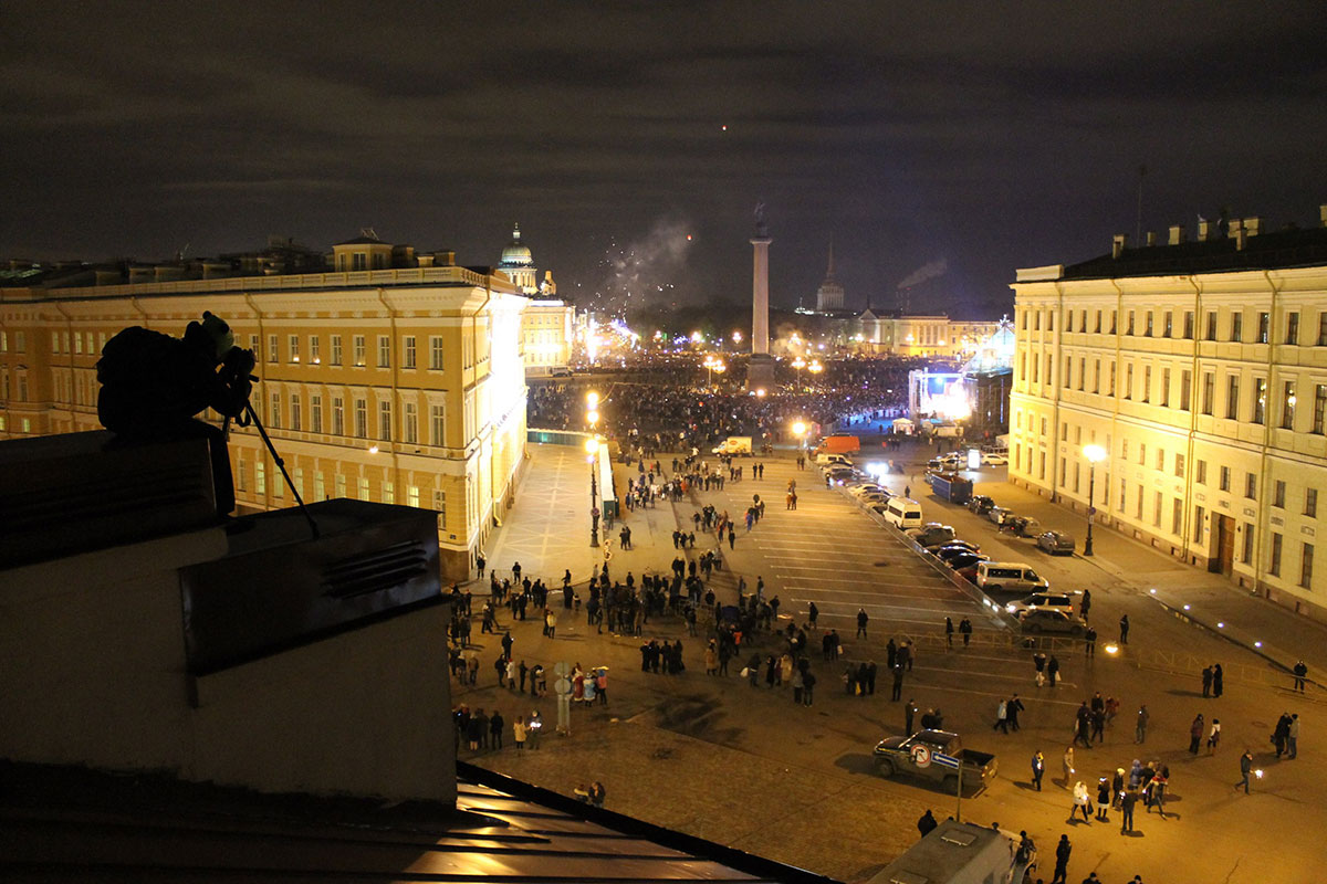 Вид ночного Санкт-Петербурга с крыши дома Набережной реки Мойки, 18 