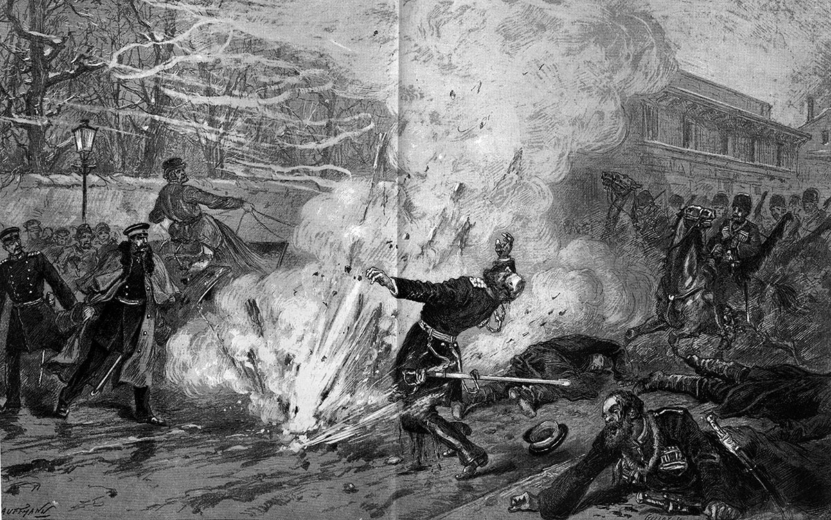 Смертельное ранение Александр II при взрыве бомбы Александр II в 1881 году
