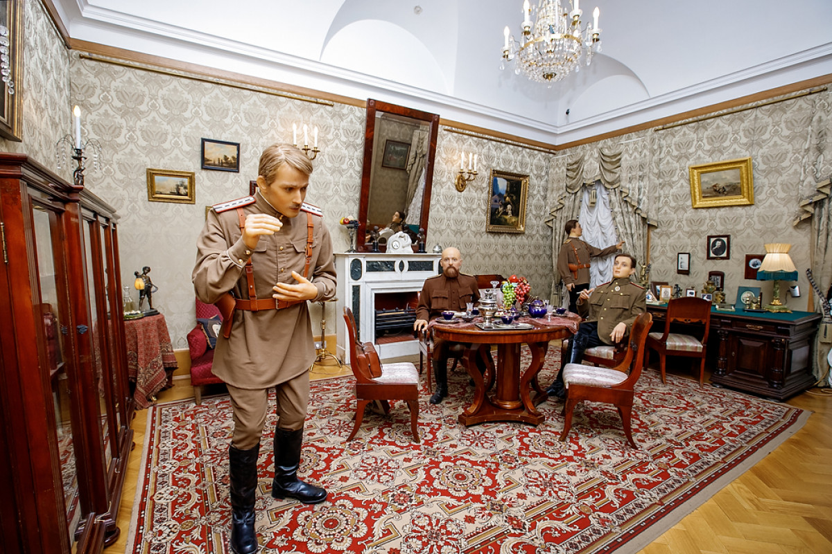 Музейная экспозиция посвященная убийству Распутина в Юсуповском дворце