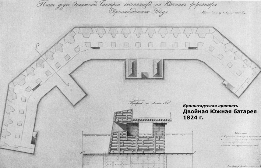 План Двойной Южной батареи форта Константин, 1824 год