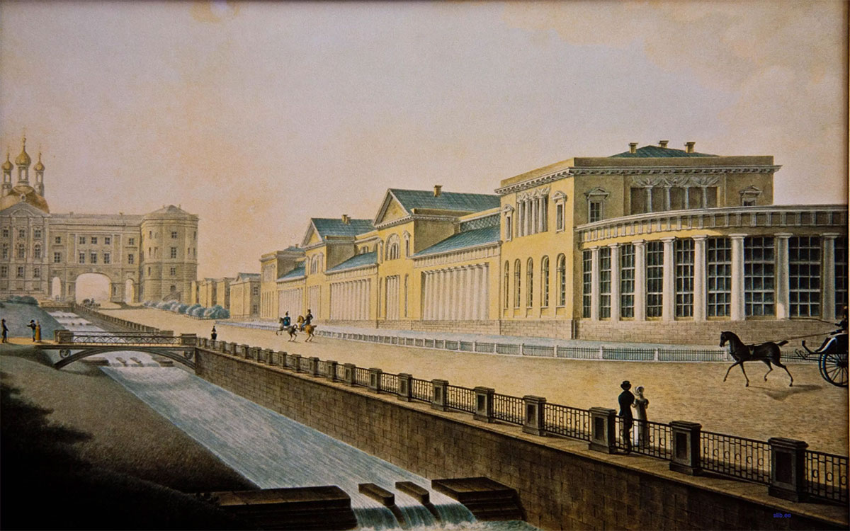 Садовая улица в Царском Селе, 1824 год, художник С.Госсе