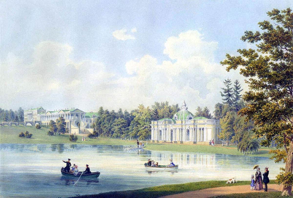 Камеронова галерея и грот на берегу Царскосельского пруда, картина Беземанн. А.А., 1847 год