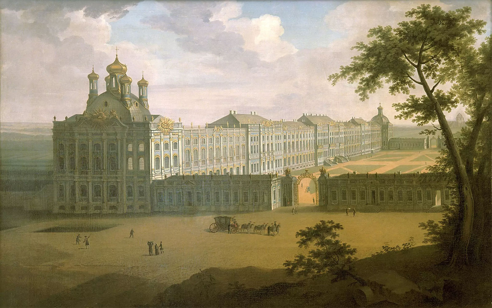 Вид Большого Екатерининского дворца, 1760 - 1761 год, автор картины - Баризьен, Фридрих Гартман
