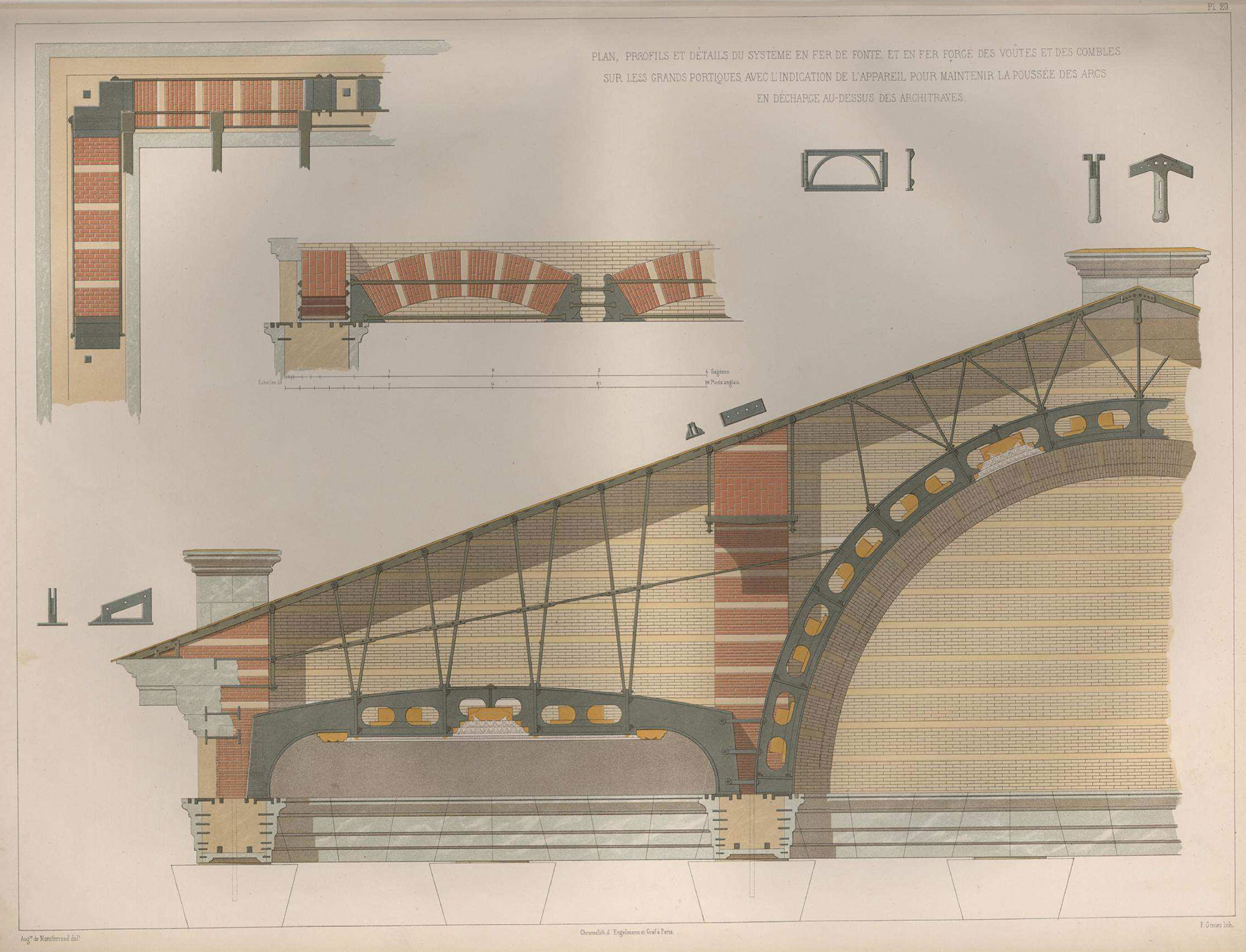 Конструкция стен и пилон Исаакиевского собора, рисунок архитектора Огюста Монферрана, 1845 года