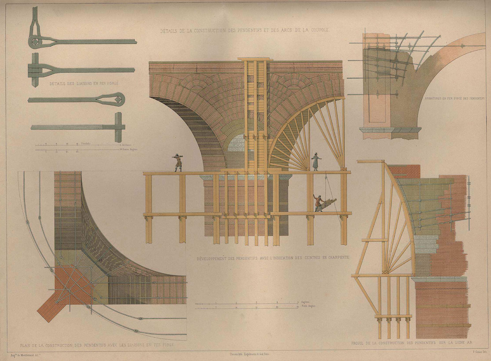 Конструкция сводов Исаакиевского собора, рисунок архитектора Огюста Монферрана, 1845 года