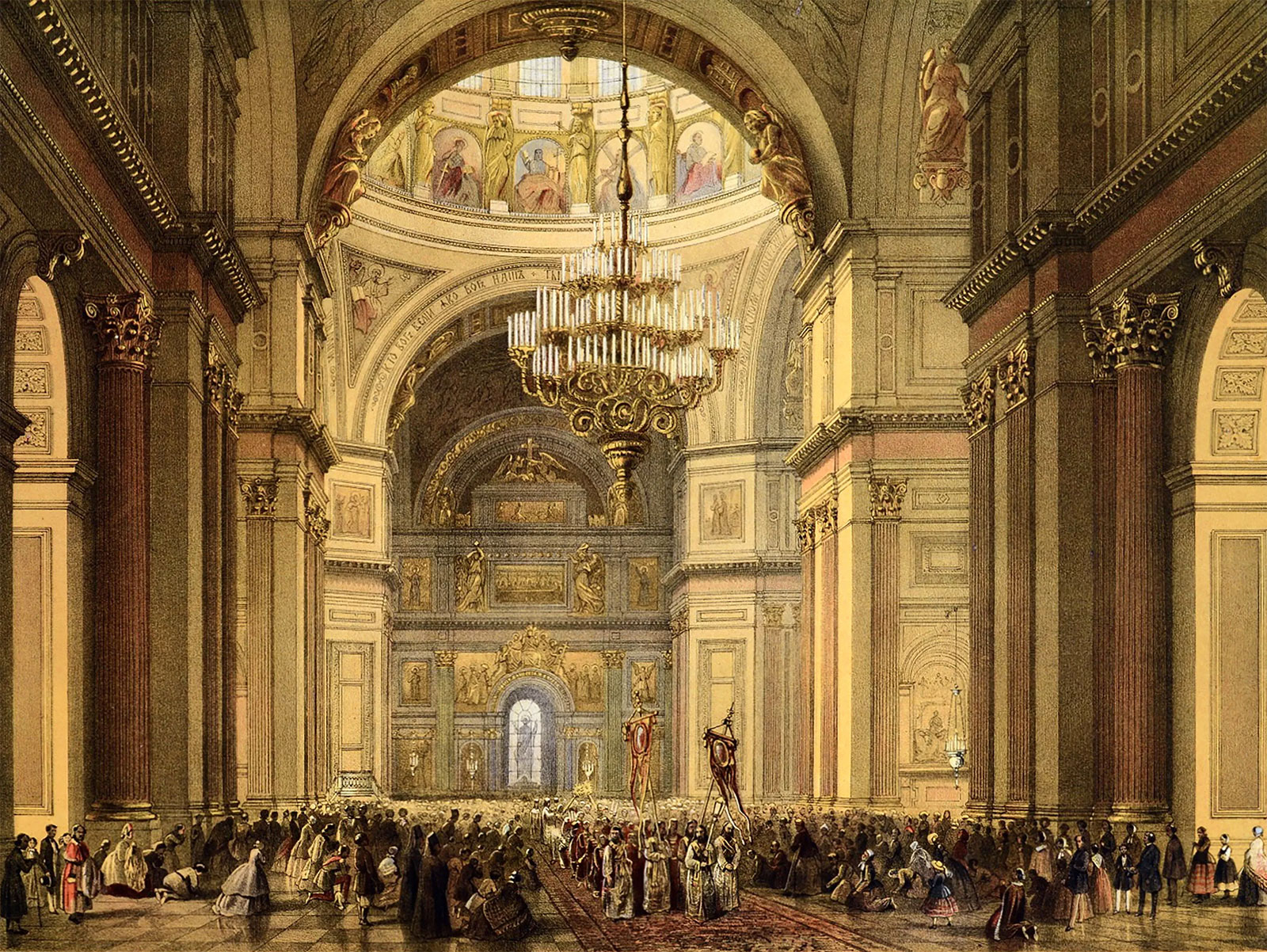 Внутри Исаакиевского собора, 1858-1860 гг., автор рисунка Шарлемань И.И.
