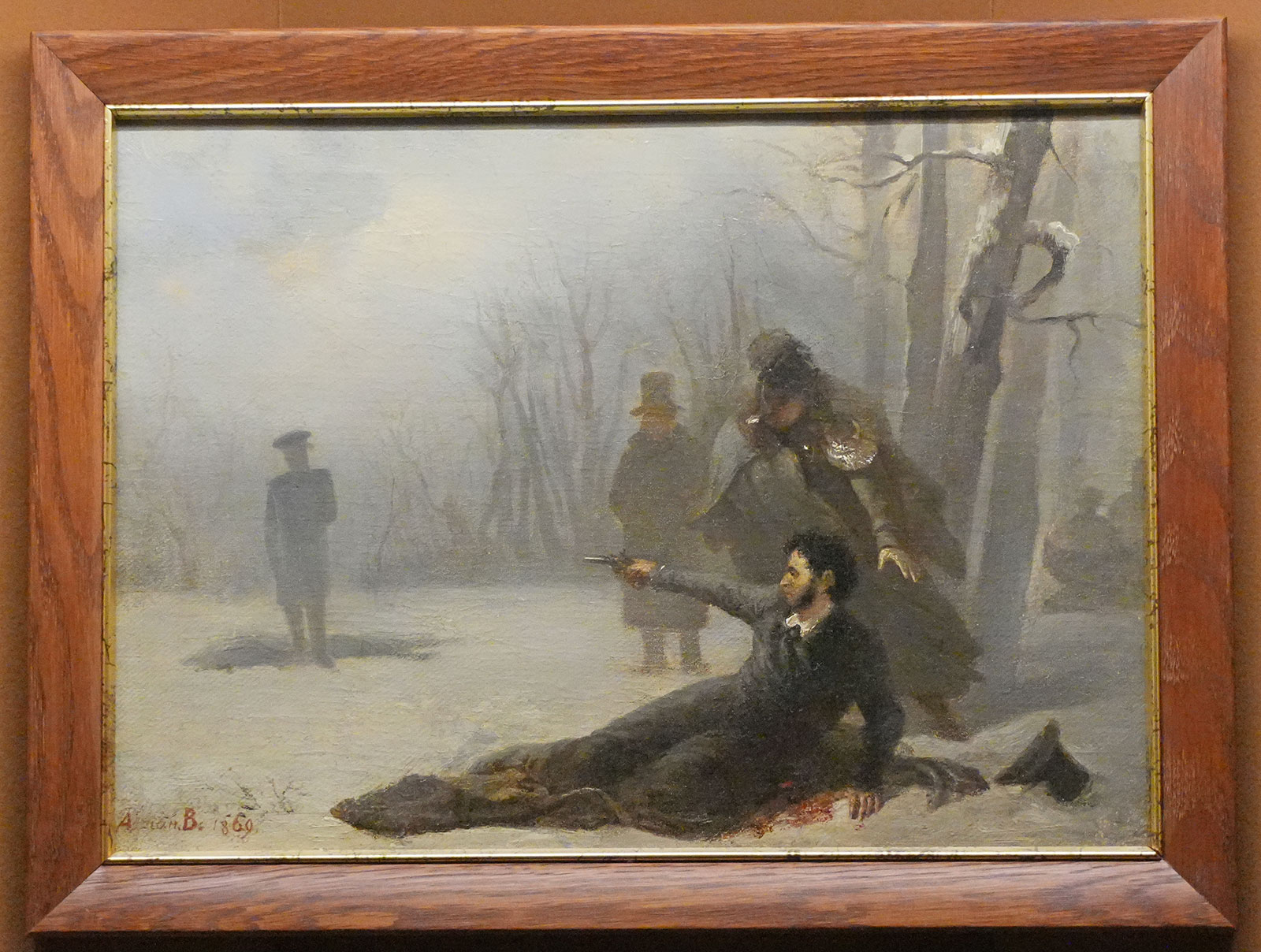 "Дуэль Александра Пушкина с Жоржем Дантесом" картина Волкова А.М., 1869 год