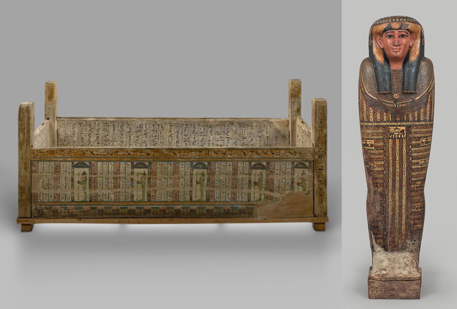 Внешний и внутренний саркофаги Бабат в Египетском зале Эрмитажа, около 620-580 гг. до н. э.