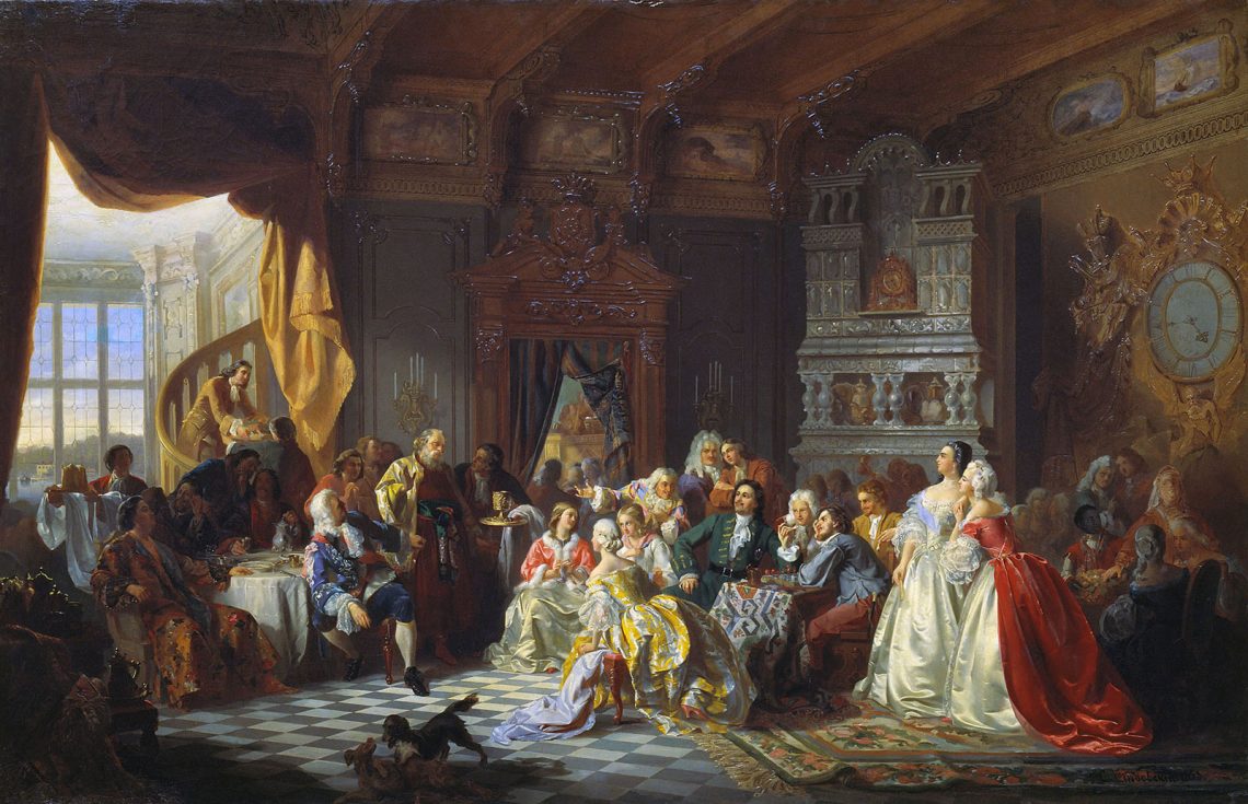 Ассамблея при Петре I, картина Хлебовского С. , 1853 год