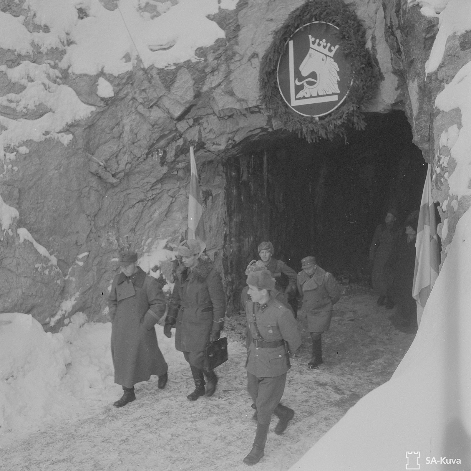 Приемная комиссия после осмотра бункера "Филина Гора", Хуухканмяки., 5 марта 1944, фотография из финского военного фотоархива sa-kuva.fi