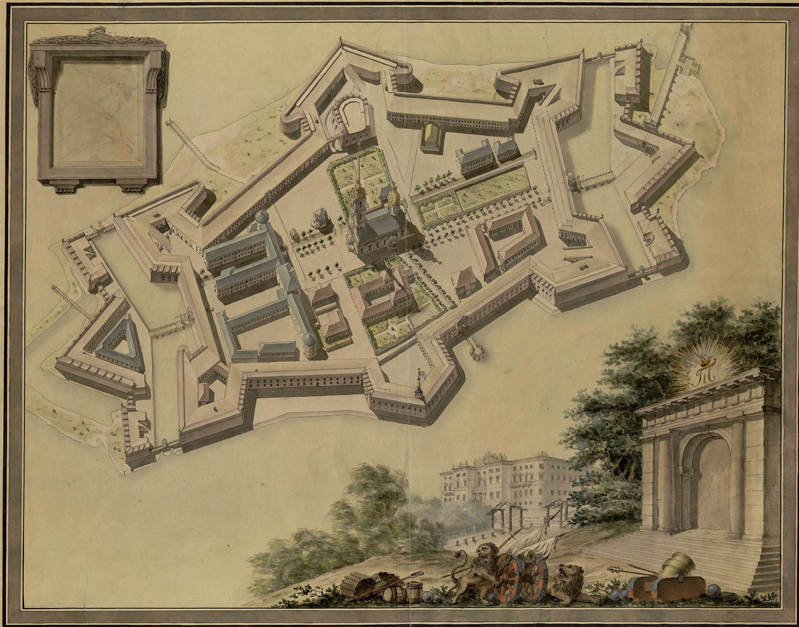 Аксонометрический план Петропавловской крепости, 1796-1800 год