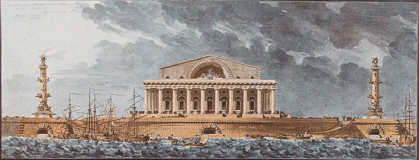 Четвертый утвержденный проект Биржи в Стрелки Василькового острова архитектора Тома де Томона, 1804 год