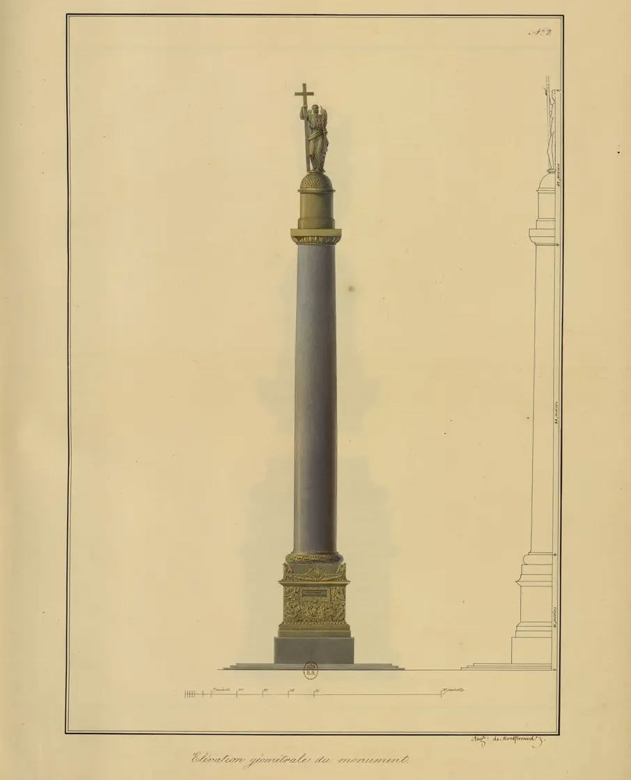 Проект Александровской колонны Огюста Монферрана, 1830 год