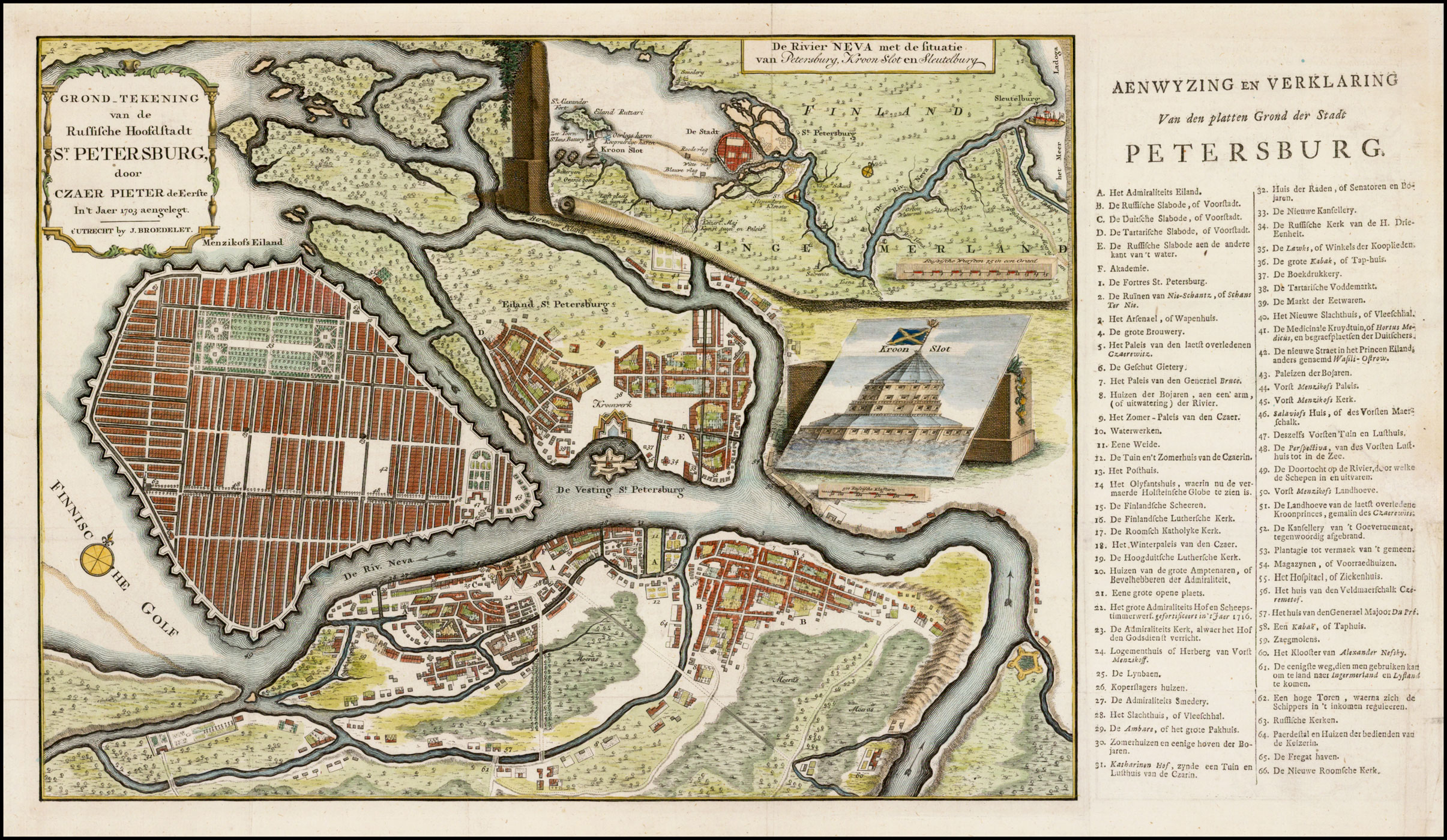 Карта Санкт-Петербурга 1703 года