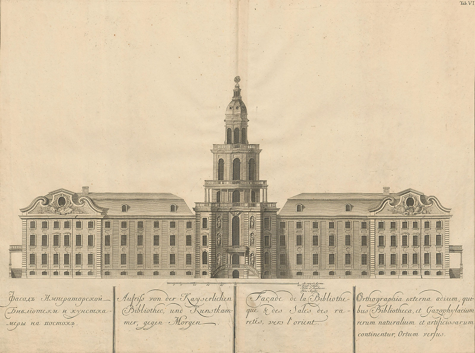 Фасад Императорской Библиотеки и Кунсткамеры, 1735-1740 год
