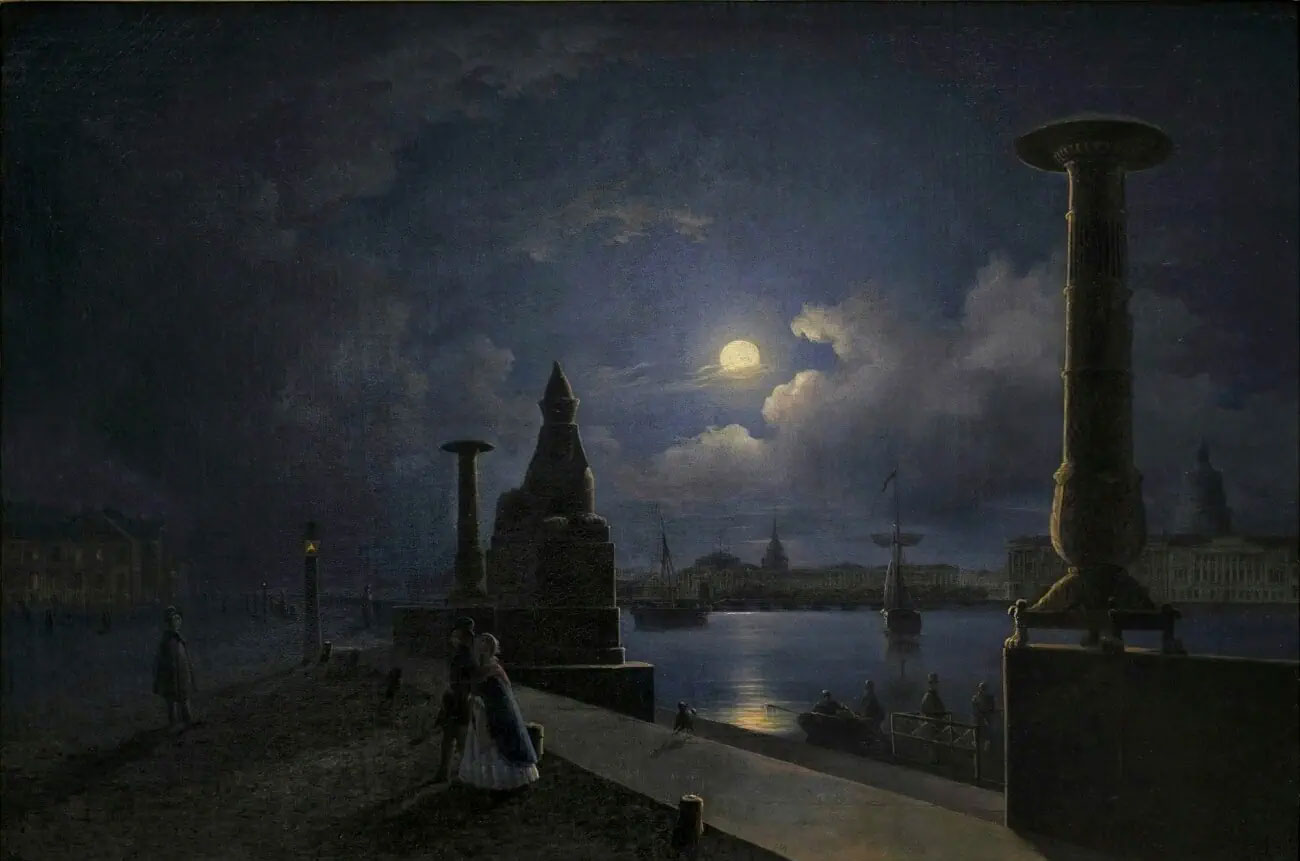 Вид набережной у Академии художеств, 1830 - 1839 гг., картина С. Ф. Галактионова