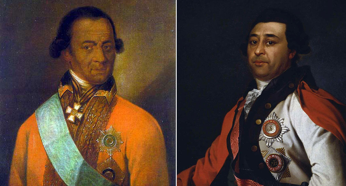 Портрет Абрама Петровича Ганнибала (слева) и его сына Ивана Абрамовича 