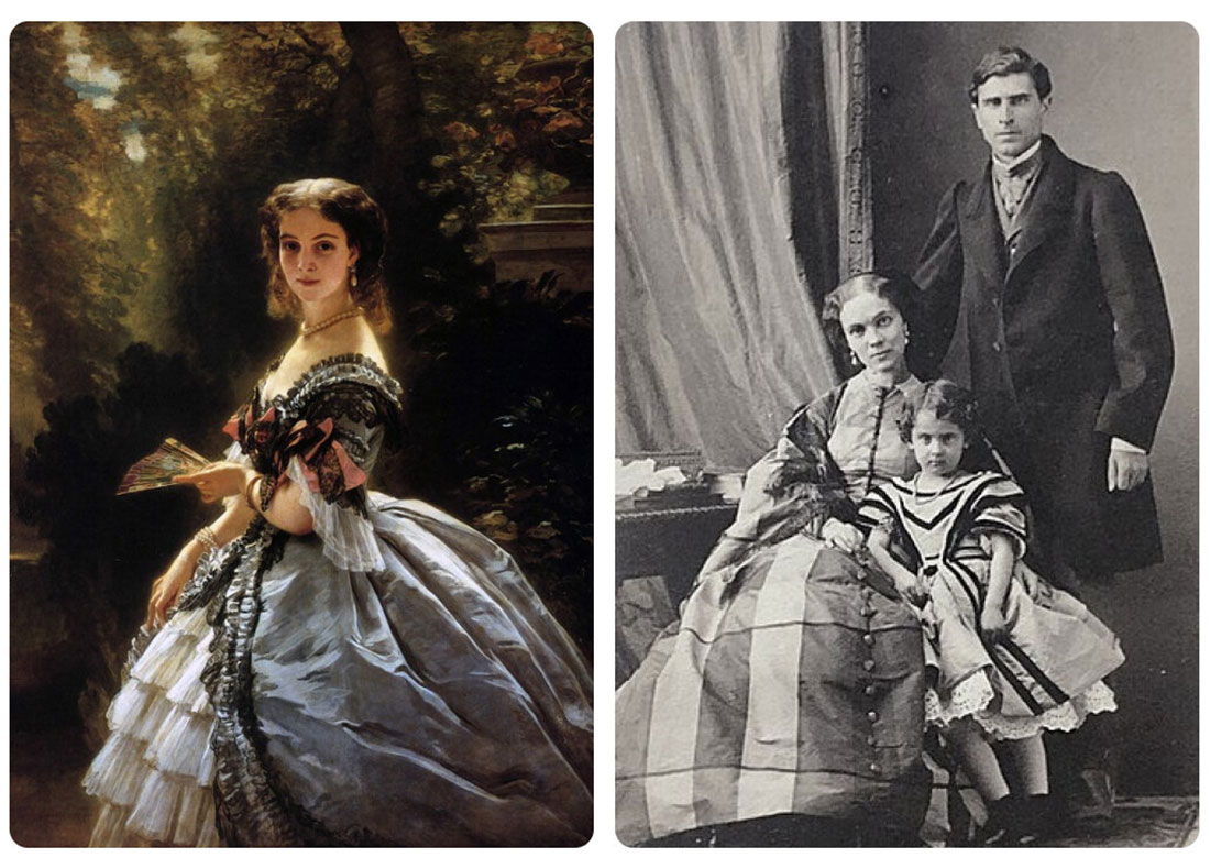 Елизавета Эсперовна Трубецкая на картине Ф. К. Винтерхальтера и на фотографии вместе с мужем и дочерью, 1859 год