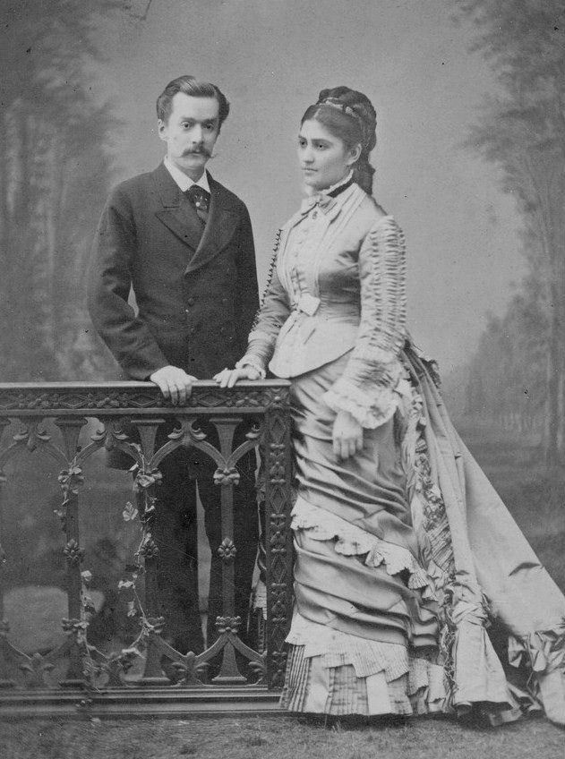 Василий Львович Нарышкин с женой Тебро (Феодорой) Павловной, урожденной княжной Орбелиани, 1875 год