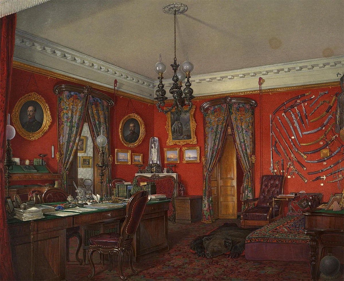 Кабинет во дворце Великого князя Михаила Николаевича, 1859 год, картина Гау Эдуарда Петровича